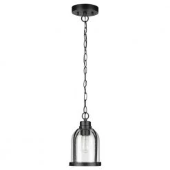 1-Light Matte Black Outdoor Indoor Pendant Light with Clear Seeded Glass Shade, Vintage Incandescent Bulb Included by Globe Electric 11 1-Light Matte Black Outdoor Indoor Pendant Light with Clear Seeded Glass Shade, Vintage Incandescent Bulb Included by Globe Electric -Deals Globe Electric Store matte black globe electric outdoor pendant lights 44627 1f 1000