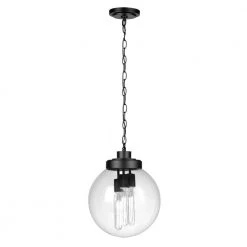 3-Light Matte Black Outdoor Indoor Pendant with Clear Glass Shade, Incandescent Bulbs Included by Globe Electric 11 3-Light Matte Black Outdoor Indoor Pendant with Clear Glass Shade, Incandescent Bulbs Included by Globe Electric -Deals Globe Electric Store matte black globe electric outdoor pendant lights 44629 1f 1000