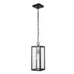 Bowery 1-Light Matte Black Outdoor/Indoor Pendant Light with Clear Glass Shade by Globe Electric -Deals Globe Electric Store matte black globe electric outdoor pendant lights 44773 1f 1000