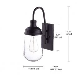 Edelman 1-Light Black Outdoor Wall Lantern Sconce by Globe Electric -Deals Globe Electric Store matte black globe electric outdoor sconces 44273 44 1000