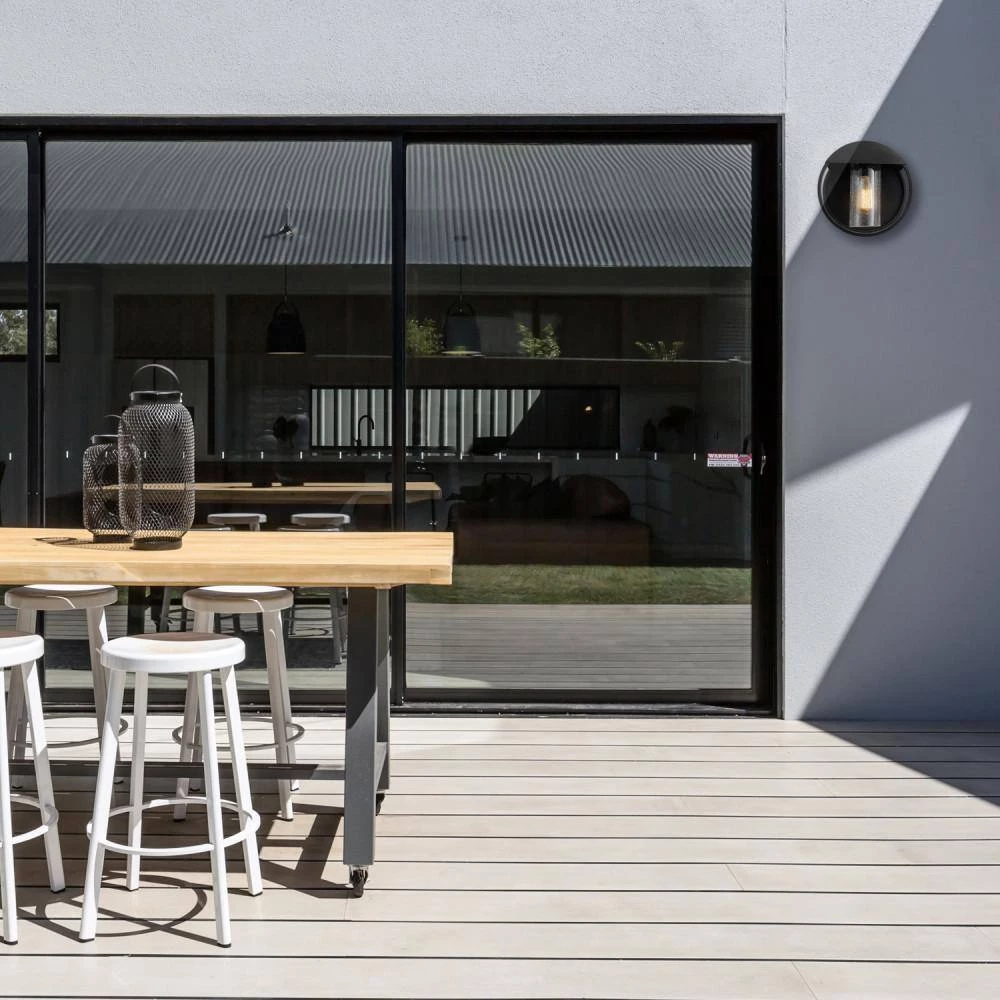 Neruda Matte Black Outdoor Indoor Wall Lantern Sconce with Seeded Glass Shade by Globe Electric 8 Neruda Matte Black Outdoor Indoor Wall Lantern Sconce with Seeded Glass Shade by Globe Electric - Image 8