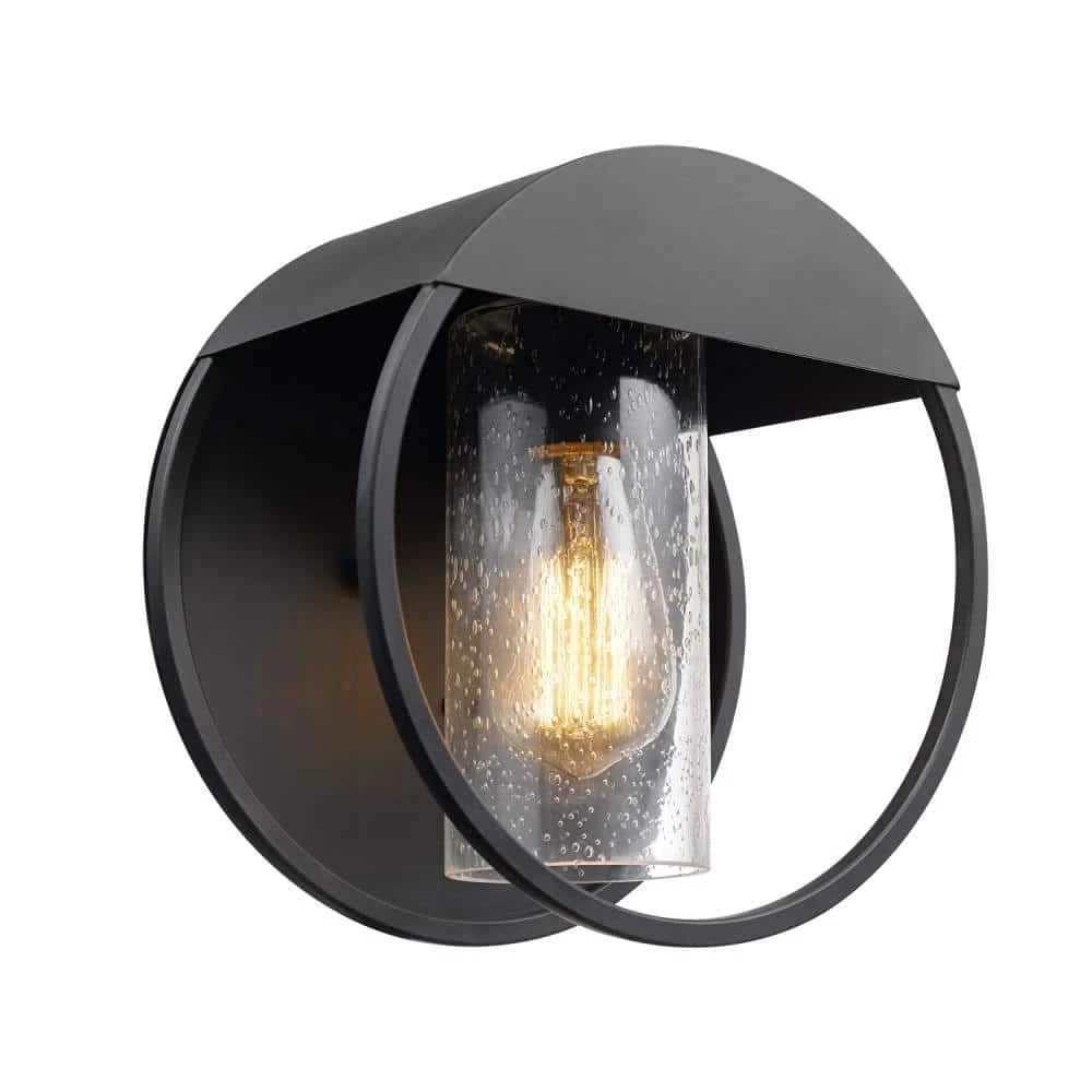 Neruda Matte Black Outdoor Indoor Wall Lantern Sconce with Seeded Glass Shade by Globe Electric 1 Neruda Matte Black Outdoor Indoor Wall Lantern Sconce with Seeded Glass Shade by Globe Electric