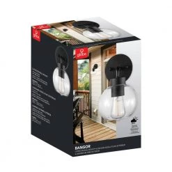 Bangor 1-Light Matte Black Outdoor Wall Sconce with Clear Glass Shade by Globe Electric -Deals Globe Electric Store matte black globe electric outdoor sconces 44431 fa 1000