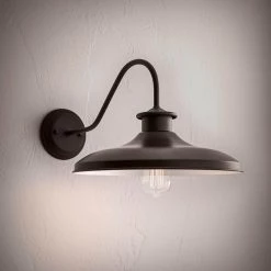 Hawke 1-Light Outdoor Indoor Wall Sconce, Matte Black, White Interior Shade by Globe Electric -Deals Globe Electric Store matte black globe electric outdoor sconces 44540 40 1000