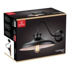 Hawke 1-Light Outdoor Indoor Wall Sconce, Matte Black, White Interior Shade by Globe Electric -Deals Globe Electric Store matte black globe electric outdoor sconces 44540 76 1000