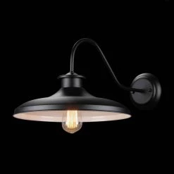 Hawke 1-Light Outdoor Indoor Wall Sconce, Matte Black, White Interior Shade by Globe Electric -Deals Globe Electric Store matte black globe electric outdoor sconces 44540 77 1000