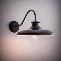 Hawke 1-Light Outdoor Indoor Wall Sconce, Matte Black, White Interior Shade by Globe Electric -Deals Globe Electric Store matte black globe electric outdoor sconces 44540 a0 1000