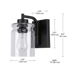 Crowe 1-Light Outdoor Wall Sconce, Matte Black, Seeded Glass Shade by Globe Electric -Deals Globe Electric Store matte black globe electric outdoor sconces 44542 1f 1000