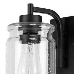 Crowe 1-Light Outdoor Wall Sconce, Matte Black, Seeded Glass Shade by Globe Electric -Deals Globe Electric Store matte black globe electric outdoor sconces 44542 44 1000