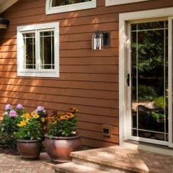 Crowe 1-Light Outdoor Wall Sconce, Matte Black, Seeded Glass Shade by Globe Electric -Deals Globe Electric Store matte black globe electric outdoor sconces 44542 c3 1000