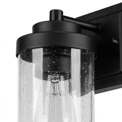 Axel 1-Light Outdoor Indoor Wall Sconce, Matte Black, Seeded Glass Shade by Globe Electric -Deals Globe Electric Store matte black globe electric outdoor sconces 44543 44 1000