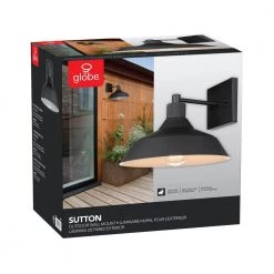 Sutton 1-Light Matte Black Outdoor Wall Sconce by Globe Electric -Deals Globe Electric Store matte black globe electric outdoor sconces 44569 76 1000