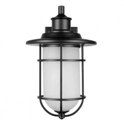 Turner 1-Light Matte Black Outdoor Indoor Wall Lantern Sconce with Frosted Glass Shade by Globe Electric -Deals Globe Electric Store matte black globe electric outdoor sconces 44625 44 1000