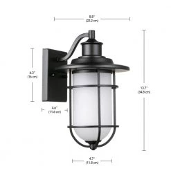 Turner 1-Light Matte Black Outdoor Indoor Wall Lantern Sconce with Frosted Glass Shade by Globe Electric -Deals Globe Electric Store matte black globe electric outdoor sconces 44625 fa 1000