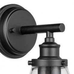 Parker 1-Light Matte Black Outdoor Indoor Wall Lantern Sconce with Clear Glass Shade, Vintage Incandescent Bulb Included by Globe Electric -Deals Globe Electric Store matte black globe electric outdoor sconces 44633 1f 1000