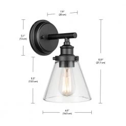 Parker 1-Light Matte Black Outdoor Indoor Wall Lantern Sconce with Clear Glass Shade, Vintage Incandescent Bulb Included by Globe Electric -Deals Globe Electric Store matte black globe electric outdoor sconces 44633 40 1000