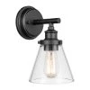Parker 1-Light Matte Black Outdoor Indoor Wall Lantern Sconce with Clear Glass Shade, Vintage Incandescent Bulb Included by Globe Electric