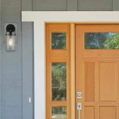 Brookdale 1-Light Matte Black Outdoor Indoor Wall Lantern Sconce With Clear Glass Shade by Globe Electric 13 Brookdale 1-Light Matte Black Outdoor Indoor Wall Lantern Sconce With Clear Glass Shade by Globe Electric -Deals Globe Electric Store matte black globe electric outdoor sconces 44680 1f 1000