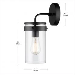 Brookdale 1-Light Matte Black Outdoor Indoor Wall Lantern Sconce With Clear Glass Shade by Globe Electric 10 Brookdale 1-Light Matte Black Outdoor Indoor Wall Lantern Sconce With Clear Glass Shade by Globe Electric -Deals Globe Electric Store matte black globe electric outdoor sconces 44680 40 1000