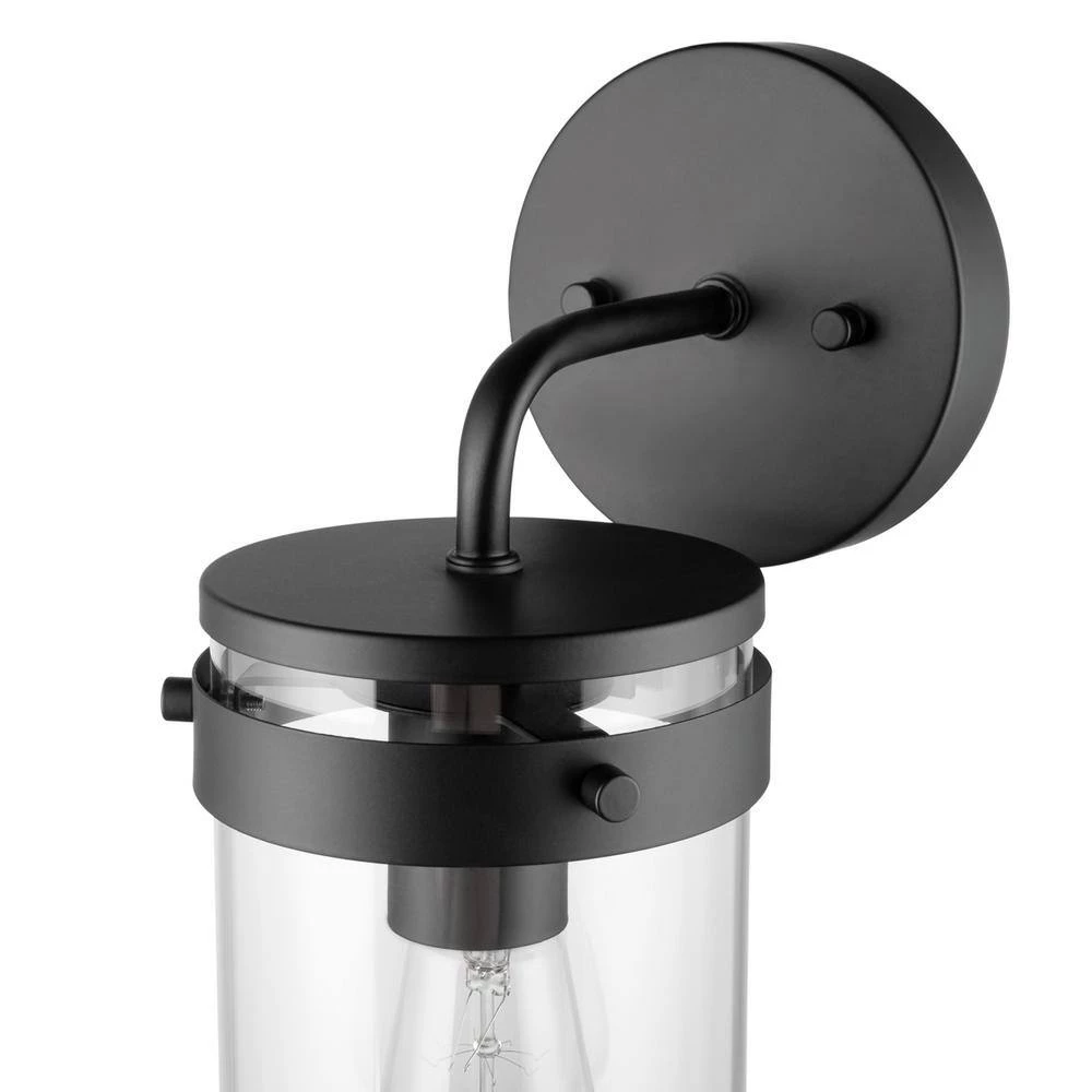 Brookdale 1-Light Matte Black Outdoor Indoor Wall Lantern Sconce With Clear Glass Shade by Globe Electric 7 Brookdale 1-Light Matte Black Outdoor Indoor Wall Lantern Sconce With Clear Glass Shade by Globe Electric - Image 7