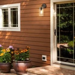 Brookdale 1-Light Matte Black Outdoor Indoor Wall Lantern Sconce With Clear Glass Shade by Globe Electric 12 Brookdale 1-Light Matte Black Outdoor Indoor Wall Lantern Sconce With Clear Glass Shade by Globe Electric -Deals Globe Electric Store matte black globe electric outdoor sconces 44680 4f 1000