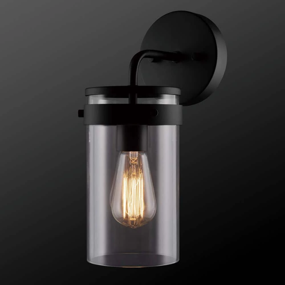 Brookdale 1-Light Matte Black Outdoor Indoor Wall Lantern Sconce With Clear Glass Shade by Globe Electric 4 Brookdale 1-Light Matte Black Outdoor Indoor Wall Lantern Sconce With Clear Glass Shade by Globe Electric - Image 4