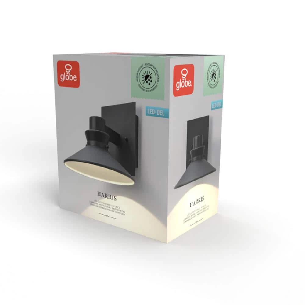 Harris 1-Light Matte Black LED Integrated Outdoor/Indoor Barn Light Wall Sconce by Globe Electric 9 Harris 1-Light Matte Black LED Integrated Outdoor/Indoor Barn Light Wall Sconce by Globe Electric - Image 9