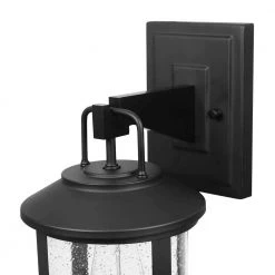 Penelope 1-Light Matte Black Hardwired Outdoor Indoor Wall Lantern Sconce with Seeded Glass Shade by Globe Electric -Deals Globe Electric Store matte black globe electric outdoor sconces 44732 1f 1000