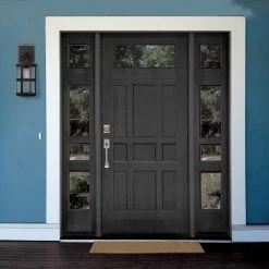 Penelope 1-Light Matte Black Hardwired Outdoor Indoor Wall Lantern Sconce with Seeded Glass Shade by Globe Electric -Deals Globe Electric Store matte black globe electric outdoor sconces 44732 31 1000