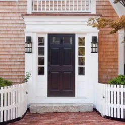 Penelope 1-Light Matte Black Hardwired Outdoor Indoor Wall Lantern Sconce with Seeded Glass Shade by Globe Electric -Deals Globe Electric Store matte black globe electric outdoor sconces 44732 c3 1000