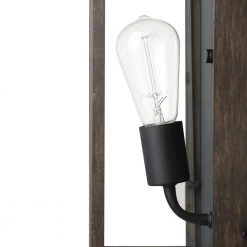 Greer 1-Light Matte Black Outdoor Indoor Wall Lantern Sconce with Faux Wood Accents and Clear Glass Shade by Globe Electric -Deals Globe Electric Store matte black globe electric outdoor sconces 44788 1f 1000