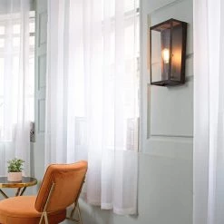 Greer 1-Light Matte Black Outdoor Indoor Wall Lantern Sconce with Faux Wood Accents and Clear Glass Shade by Globe Electric -Deals Globe Electric Store matte black globe electric outdoor sconces 44788 31 1000