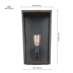 Greer 1-Light Matte Black Outdoor Indoor Wall Lantern Sconce with Faux Wood Accents and Clear Glass Shade by Globe Electric -Deals Globe Electric Store matte black globe electric outdoor sconces 44788 44 1000