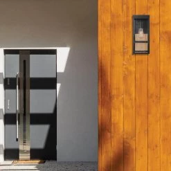 Smith 1-Light Matte Black Outdoor/Indoor Wall Lantern Sconce with Seeded Glass Shade by Globe Electric -Deals Globe Electric Store matte black globe electric outdoor sconces 44802 c3 1000