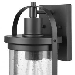 Xavier 1-Light Matte Black Hardwired Outdoor Indoor Wall Lantern Sconce with Seeded Glass Shade by Globe Electric 15 Xavier 1-Light Matte Black Hardwired Outdoor Indoor Wall Lantern Sconce with Seeded Glass Shade by Globe Electric -Deals Globe Electric Store matte black globe electric outdoor sconces 44864 1f 1000