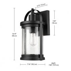 Xavier 1-Light Matte Black Hardwired Outdoor Indoor Wall Lantern Sconce with Seeded Glass Shade by Globe Electric 17 Xavier 1-Light Matte Black Hardwired Outdoor Indoor Wall Lantern Sconce with Seeded Glass Shade by Globe Electric -Deals Globe Electric Store matte black globe electric outdoor sconces 44864 fa 1000