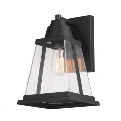 Donahue 1-Light Matte Black Hardwired Outdoor Indoor Wall Lantern Sconce with Clear Glass Shade by Globe Electric -Deals Globe Electric Store matte black globe electric outdoor sconces 44865 44 1000