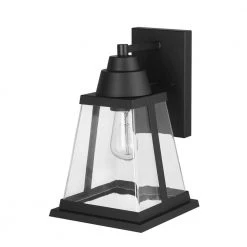 Donahue 1-Light Matte Black Hardwired Outdoor Indoor Wall Lantern Sconce with Clear Glass Shade by Globe Electric