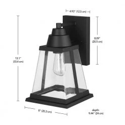 Donahue 1-Light Matte Black Hardwired Outdoor Indoor Wall Lantern Sconce with Clear Glass Shade by Globe Electric -Deals Globe Electric Store matte black globe electric outdoor sconces 44865 fa 1000