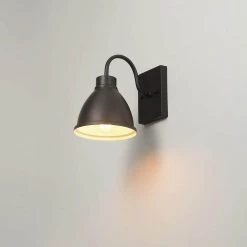 Swanson 1-Light Matte Black Hardwired Outdoor Indoor Wall Lantern Sconce by Globe Electric -Deals Globe Electric Store matte black globe electric outdoor sconces 44866 40 1000