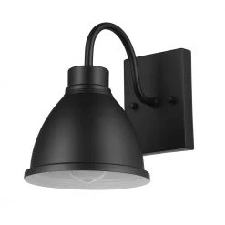 Swanson 1-Light Matte Black Hardwired Outdoor Indoor Wall Lantern Sconce by Globe Electric