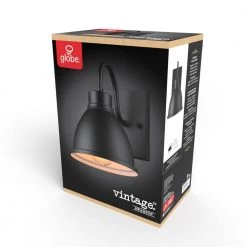 Swanson 1-Light Matte Black Hardwired Outdoor Indoor Wall Lantern Sconce by Globe Electric -Deals Globe Electric Store matte black globe electric outdoor sconces 44866 76 1000