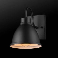 Swanson 1-Light Matte Black Hardwired Outdoor Indoor Wall Lantern Sconce by Globe Electric -Deals Globe Electric Store matte black globe electric outdoor sconces 44866 a0 1000