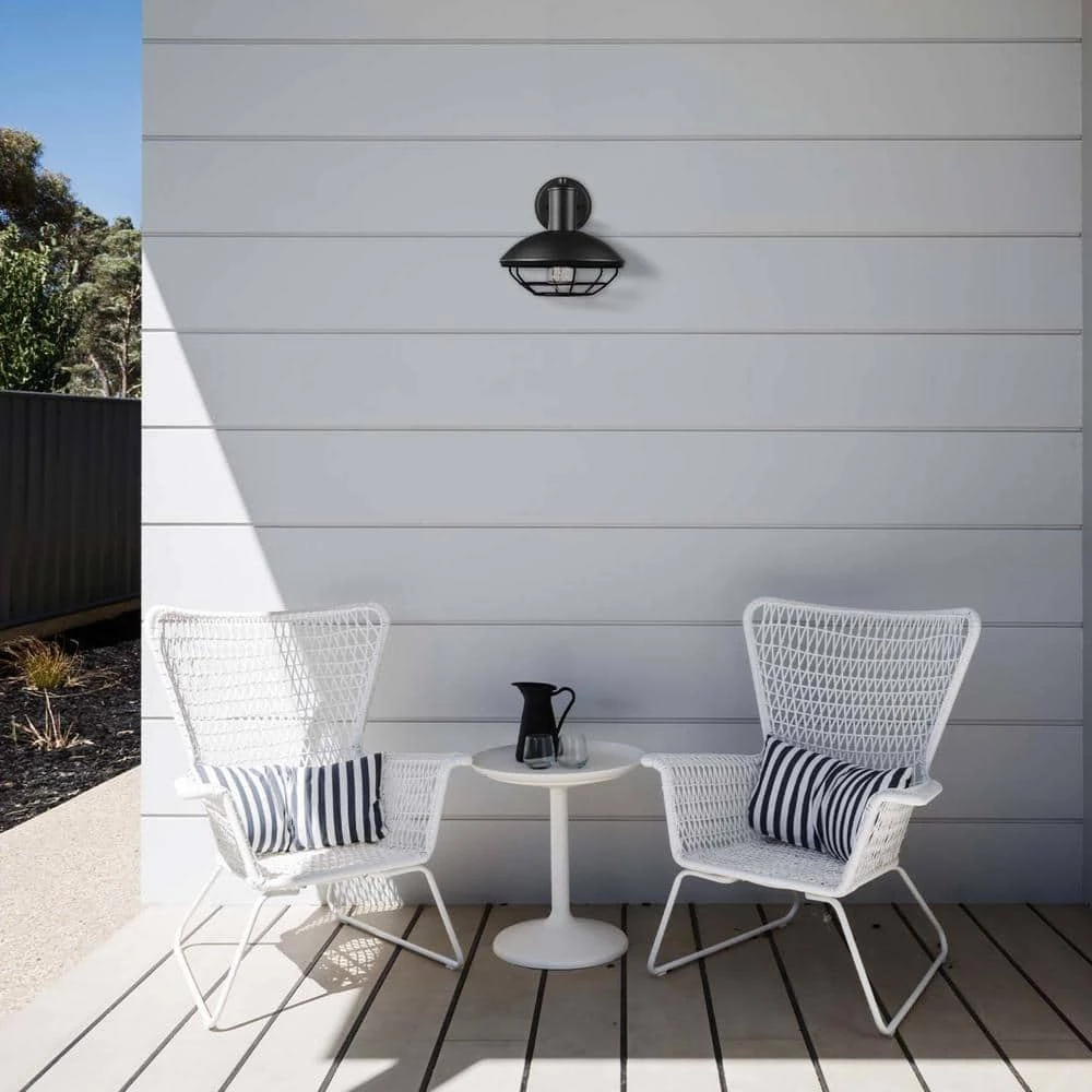 Oliver 1-Light Matte Black Hardwired Outdoor Indoor Wall Lantern Sconce with Caged Shade by Globe Electric 11 Oliver 1-Light Matte Black Hardwired Outdoor Indoor Wall Lantern Sconce with Caged Shade by Globe Electric - Image 11