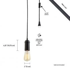 1-Light Vintage Edison Matte Black Plug-In Mini Pendant by Globe Electric -Deals Globe Electric Store matte black globe electric pendant lights 60844 1f 1000