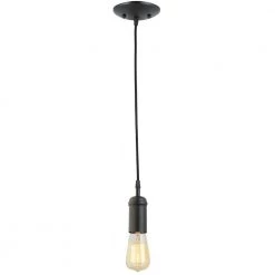 1-Light Vintage Edison Matte Black Mini Pendant by Globe Electric