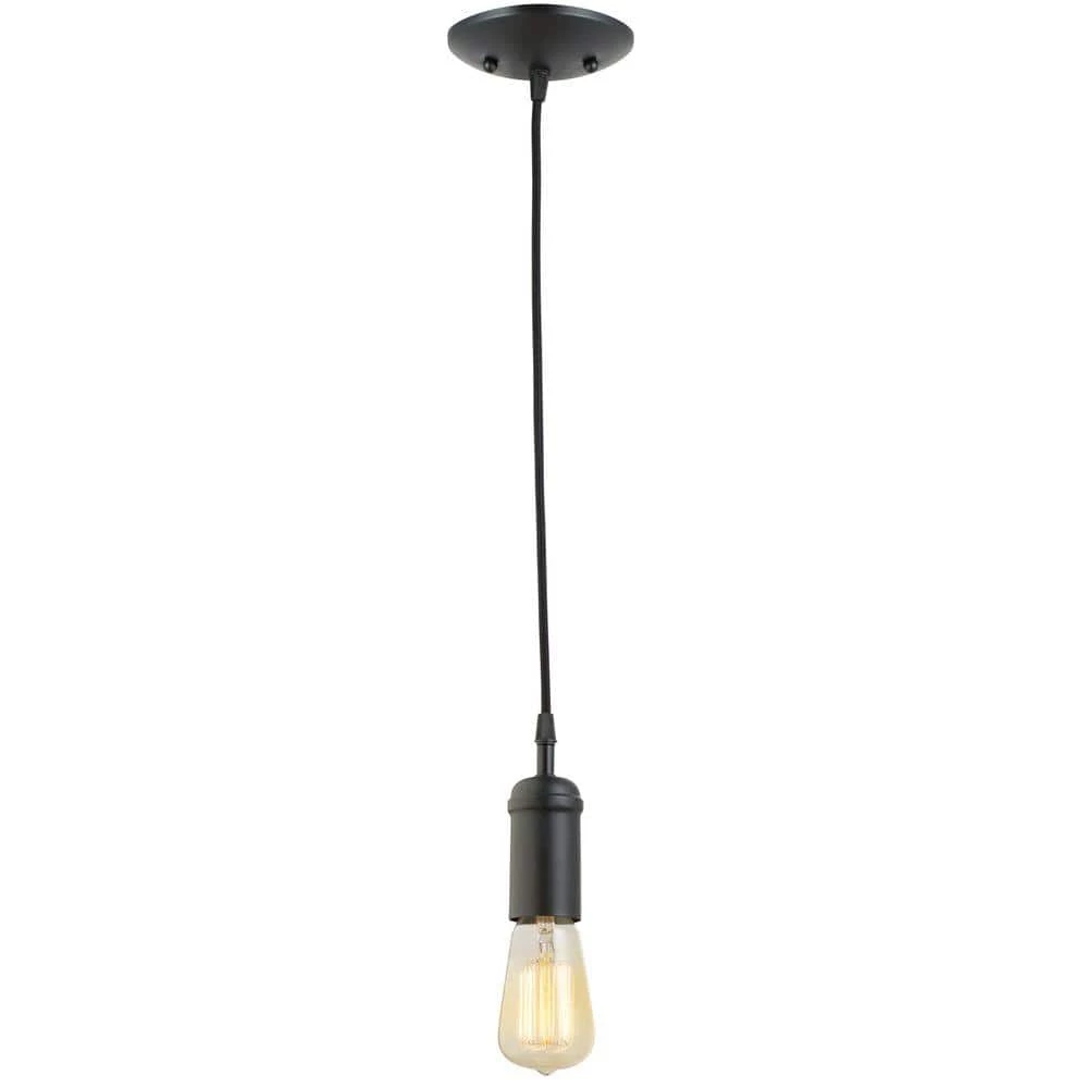 1-Light Vintage Edison Matte Black Mini Pendant by Globe Electric 1 1-Light Vintage Edison Matte Black Mini Pendant by Globe Electric