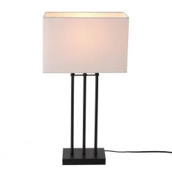 24 in. Matte Black Table Lamp Ricci with White Fabric Shade, On/Off Switch on Socket by Globe Electric -Deals Globe Electric Store matte black globe electric table lamps 67528 1f 1000