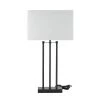 24 in. Matte Black Table Lamp Ricci with White Fabric Shade, On/Off Switch on Socket by Globe Electric