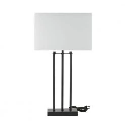 24 in. Matte Black Table Lamp Ricci with White Fabric Shade, On/Off Switch on Socket by Globe Electric